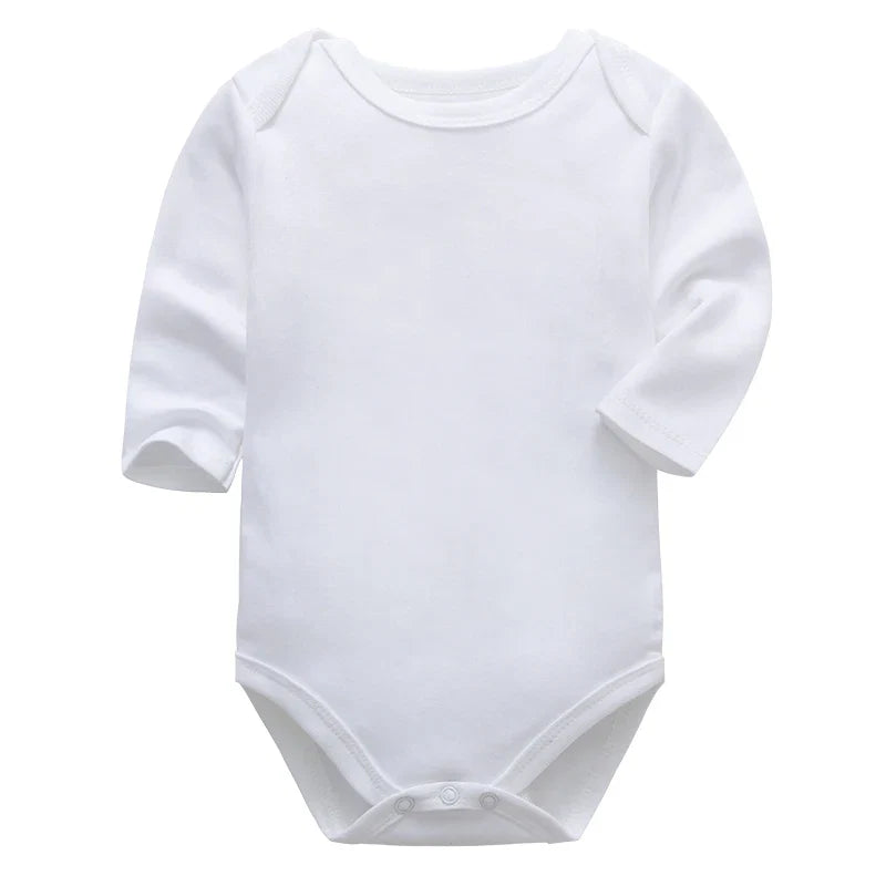 Newborn Footed Pajamas Zipper Girl and Boy Romper Long Sleeve Jumpsuit Cotton Solid White Fashion 0-12 Months Baby Clothes
