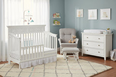 White Solid and Manufactured Wood Standard Four In One Convertible Crib