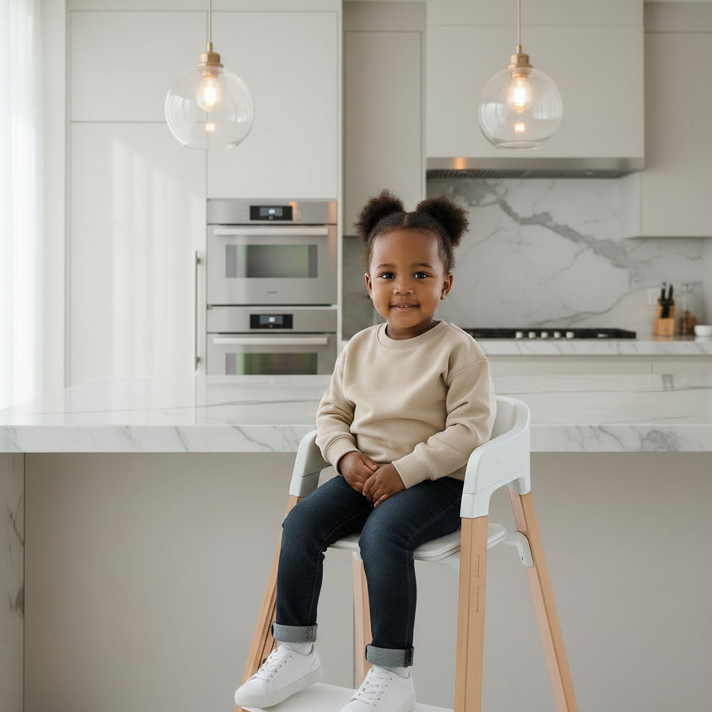 Solid Wood Adjustable Baby Dining Chair For Infants