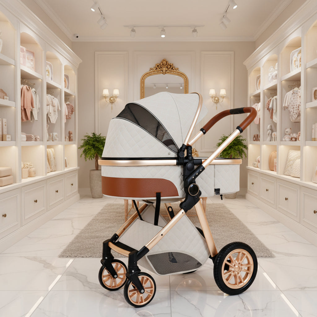 Lightweight Folding Two Way Shock Absorbing Newborn Baby Stroller