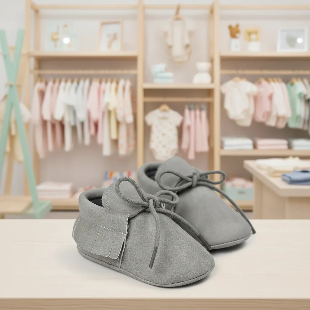 Newborn Baby Shoes First Walkers Leather Moccasin Sneakers Soft Rubber Sole