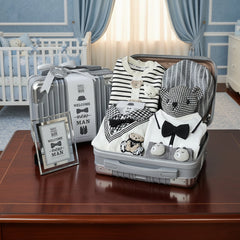 Brand Product Name - Premium Cotton Newborn Set In White Gray Stripes