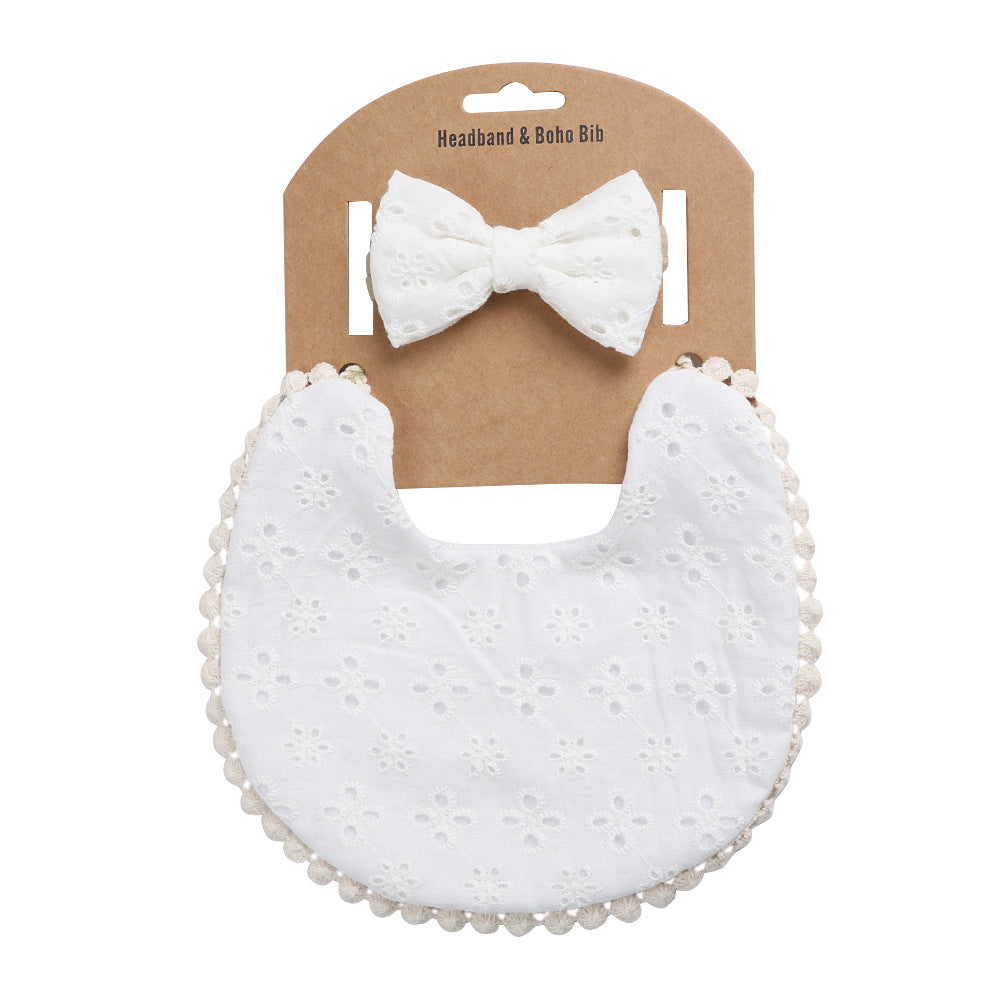 Newborn Baby Cute Floral Cotton Saliva Towel Headband Suit