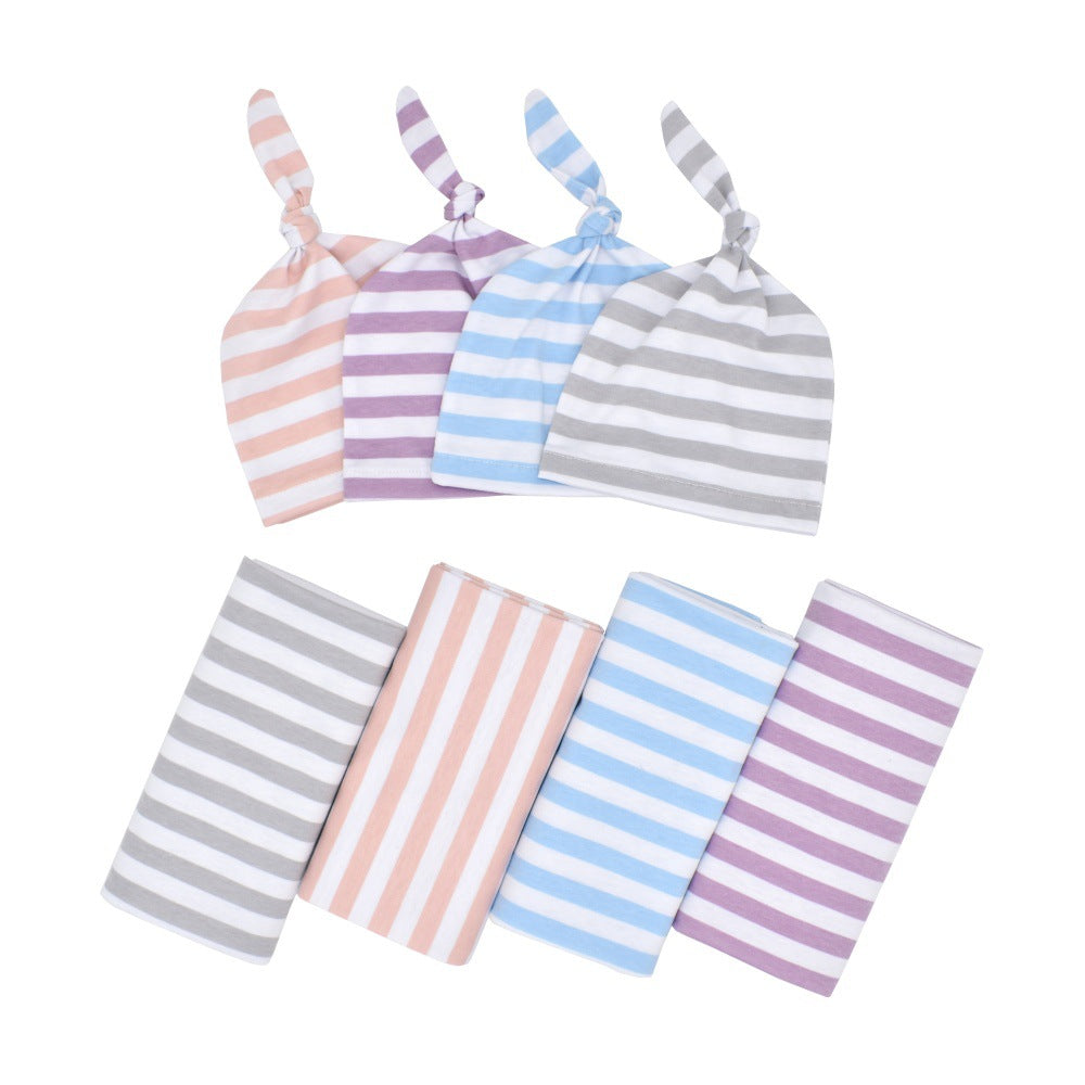 Newborn Rayon Stripe Gro-bag Beanie 2 Pieces Suit