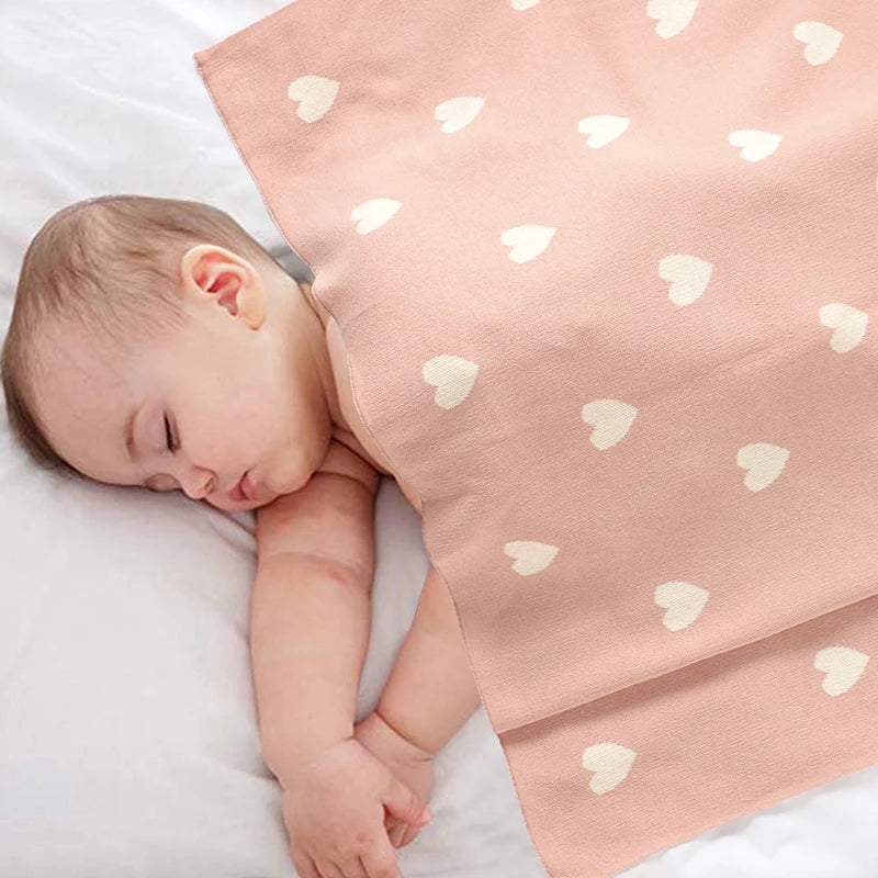 Cotton Baby Blanket Knit Newborn Boy Girl Bed Quilt 100*80CM Infant Stroller Swaddle Wrap Cute Loving Wrap Plaid Soft Sleepsack