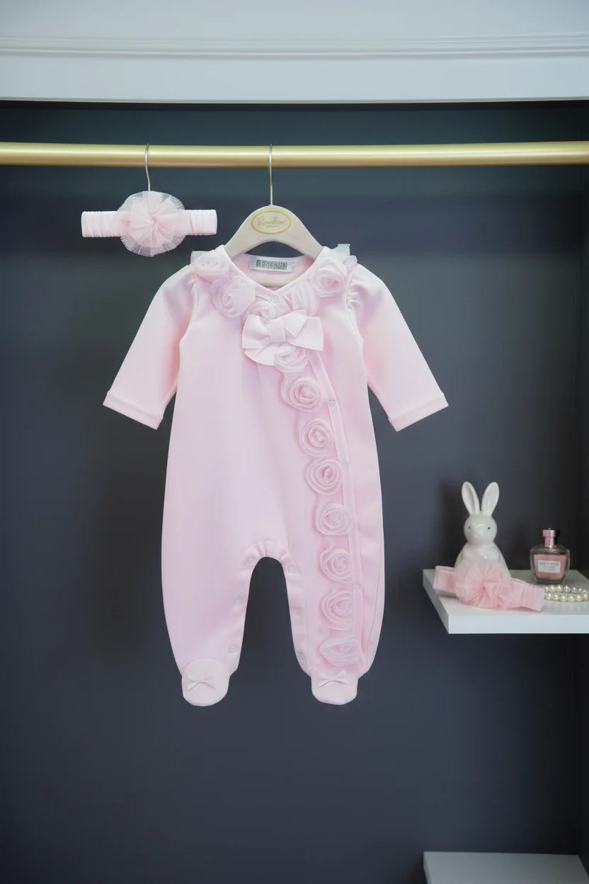 Lace Romper Set For Newborn Girls Cotton Headband Signature