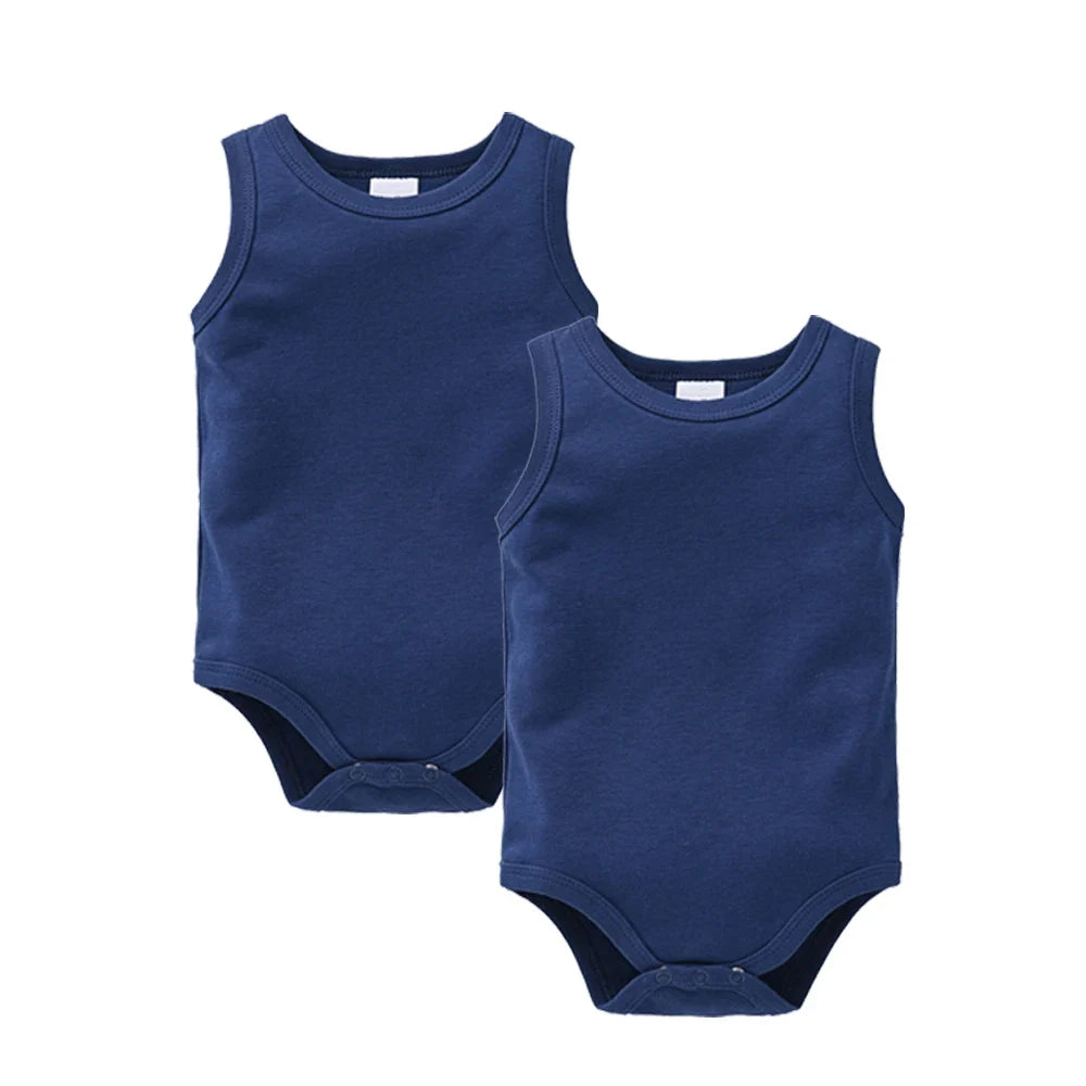 Kavkas 2 Pcs/lot Summer Baby Boy Girls Clothes Vest Design 100% Cotton Sleeveless Newborn Clothing