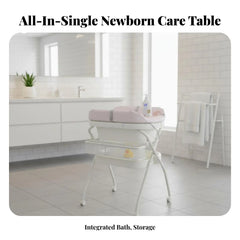 Changing Table with Bathtub Multi-Functional Foldable Baby Changing Table Folding Diaper Station Space-Saving for Home, Bathroom