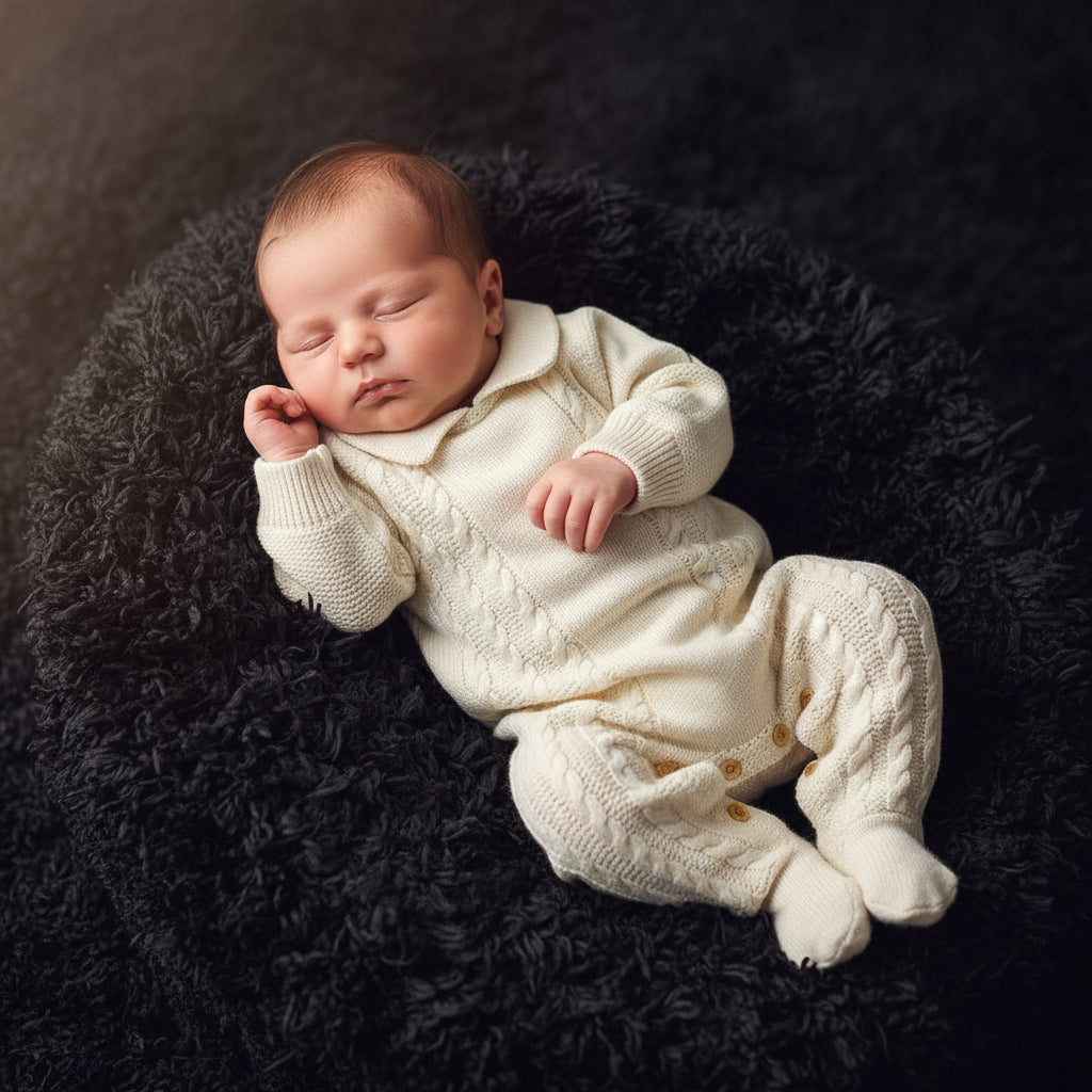 Lapel Baby Knit Jumpsuit - Soft Cotton, Lapel Style For Versatile Layering