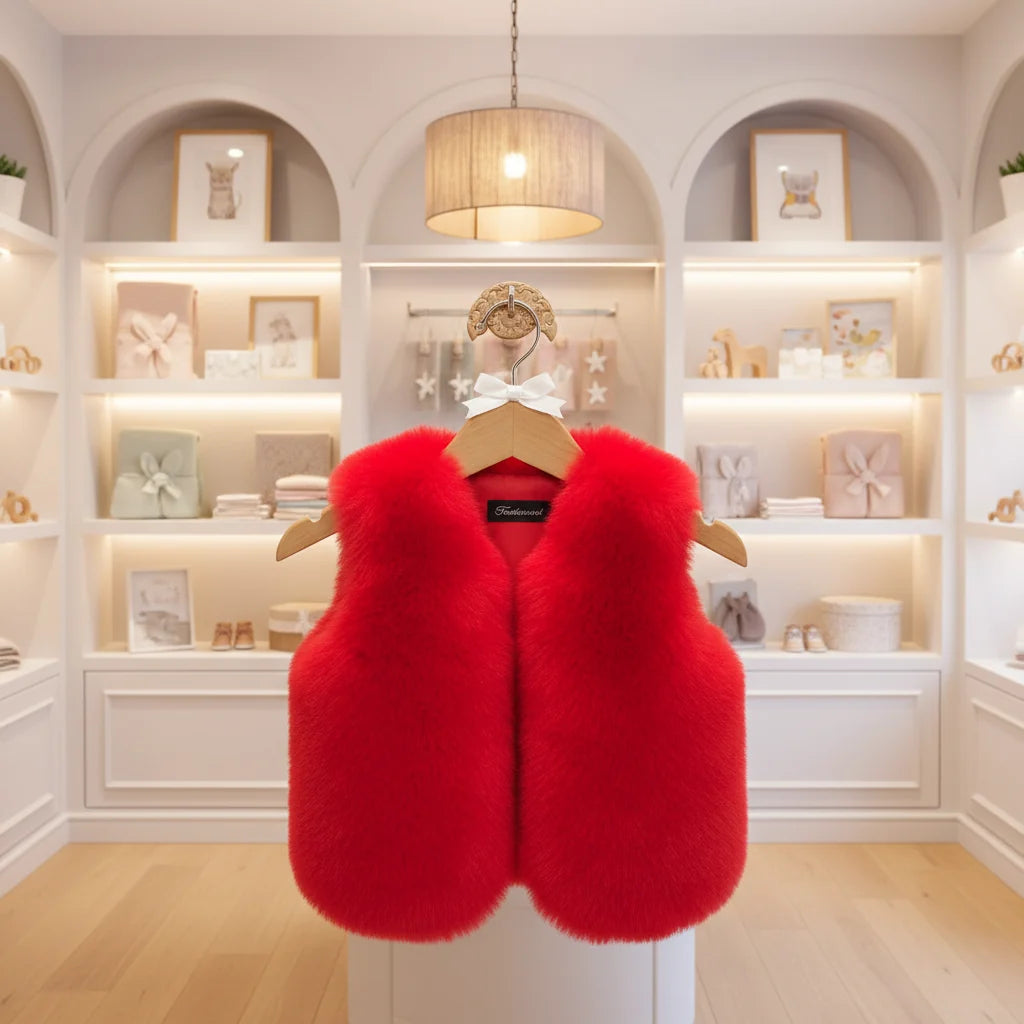 Faux Fur Vest For Girls Autumn Winter Ages 1 To 8 Sleeveless Waistcoat