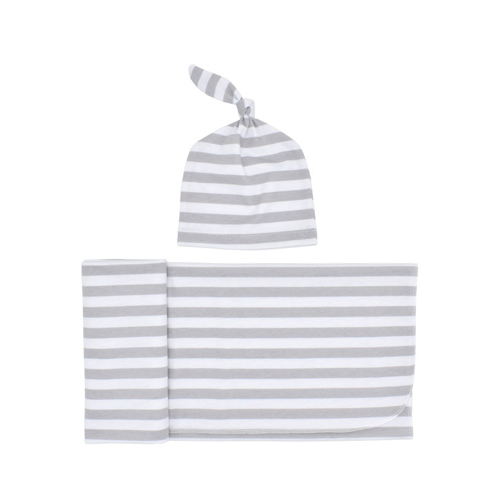 Newborn Rayon Stripe Gro-bag Beanie 2 Pieces Suit