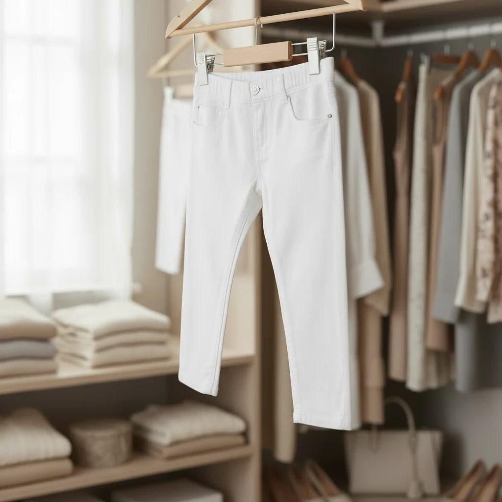 Maternity Skinny Jeans White Cotton Blend Luxe Collection