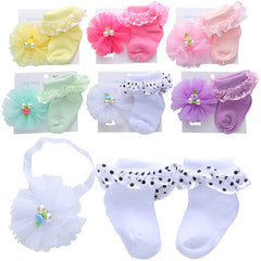 Cute Princess Lace Baby Socks Headband Set