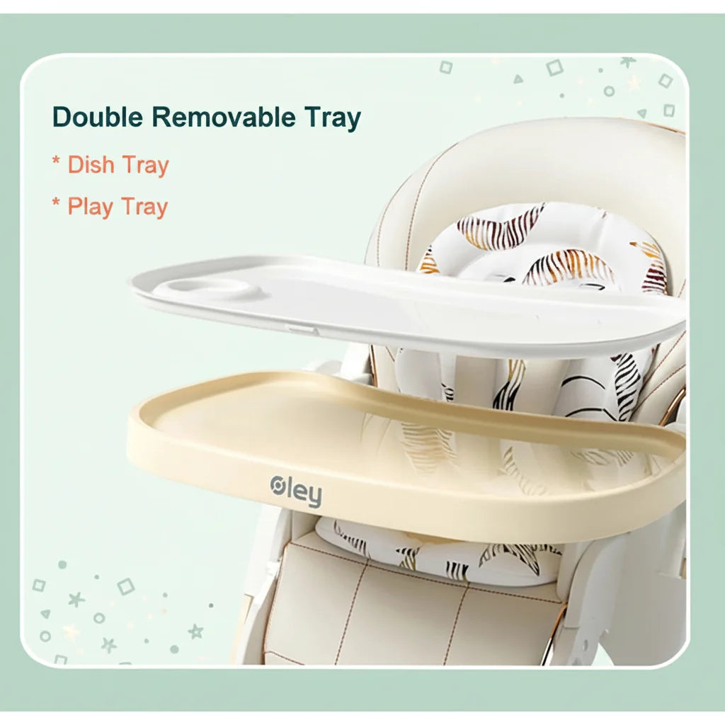 Luxury Baby High Chair Assembly Free Removable Seat And Tray Adjustable Height