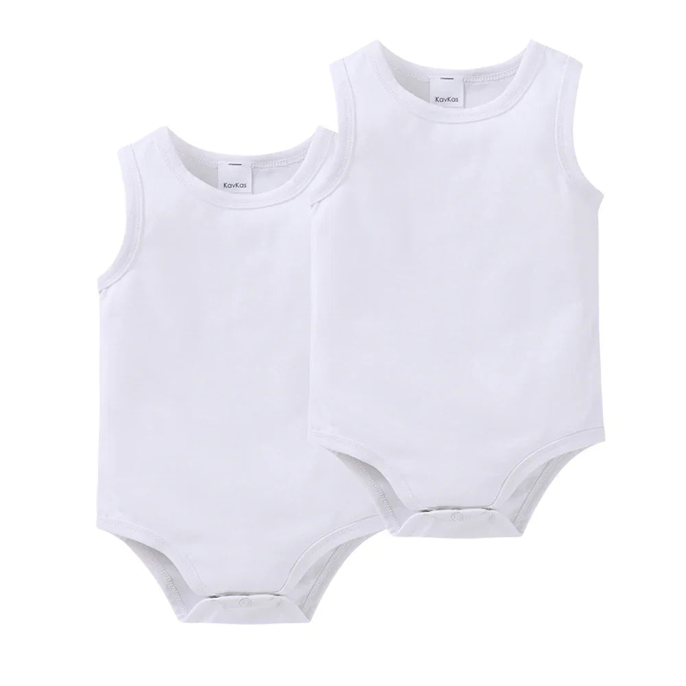Kavkas 2 Pcs/lot Summer Baby Boy Girls Clothes Vest Design 100% Cotton Sleeveless Newborn Clothing