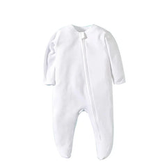 Newborn Footed Pajamas Zipper Girl and Boy Romper Long Sleeve Jumpsuit Cotton Solid White Fashion 0-12 Months Baby Clothes