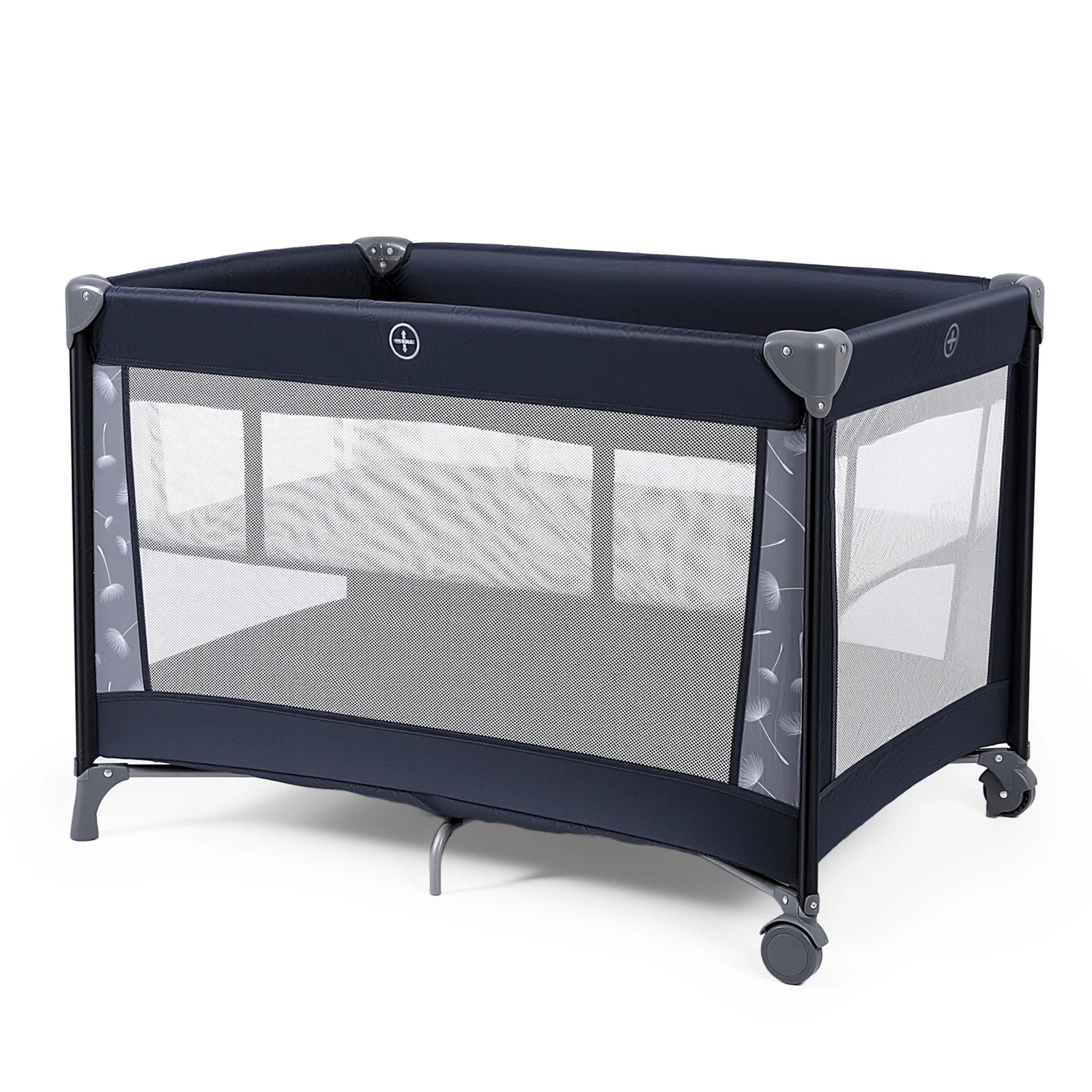 Foldable Travel Cot Set with Soft Mattress, Wheels & Travel Bag, Fast & Compact Folding for Newborn Toddler Indoor Outdoor Use
