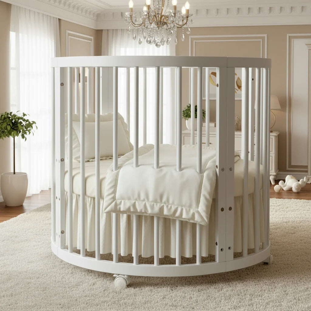 Solid Wood Oval Baby Crib Luxe Collection Exclusive