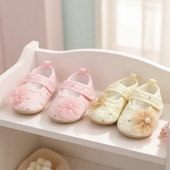 Floral Lace Mary Jane Baby Shoes Soft Sole Prewalker Exclusive