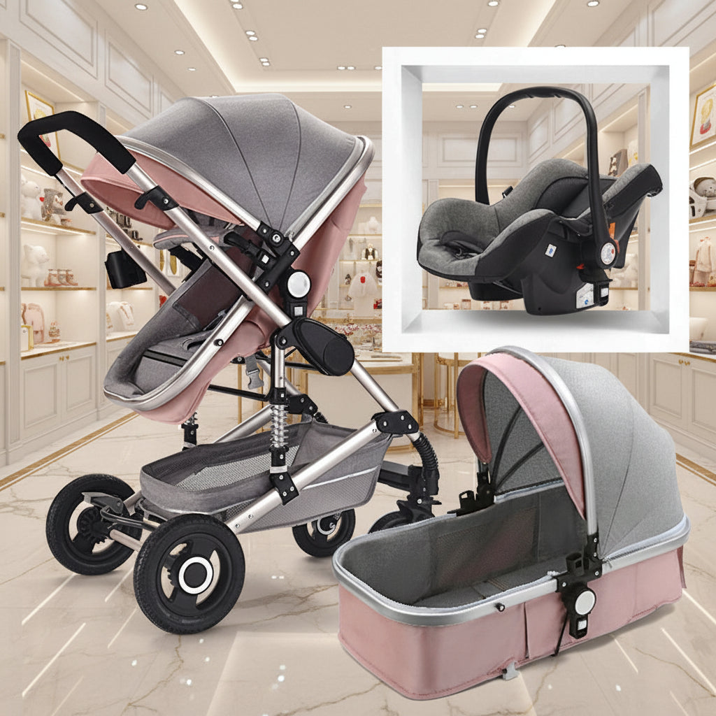 Portable Folding Stroller Lie Flat For Newborn Babies Aluminum Frame Baby Cart
