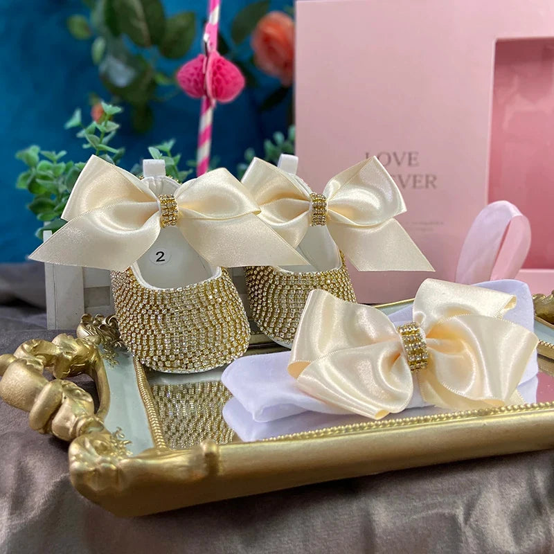 Dollbling Baby Diamonds And Pearls Pearl Rhinestone Baby Girl Shoes For Birthday