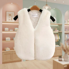 Faux Fur Vest For Girls Autumn Winter Ages 1 To 8 Sleeveless Waistcoat