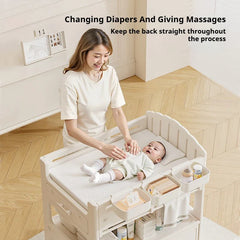 Eavy Duty Baby Changing Table With Wheels Adjustable Height Diaper Station Newborn Care Organizer