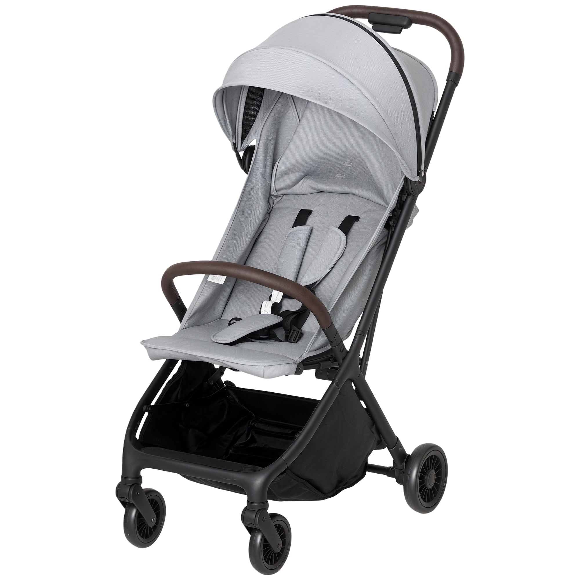Foldable Baby Stroller With Adjustable Seat, 5-Point Harness, Canopy, Basket, 6.3kg Lightweight & Compact, Light Grey