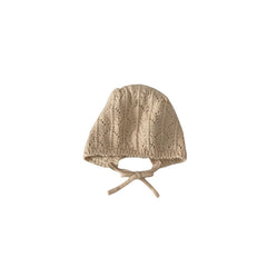 Thin Breathable Lace Up Ear Protection Newborn Baby Knitted Hat