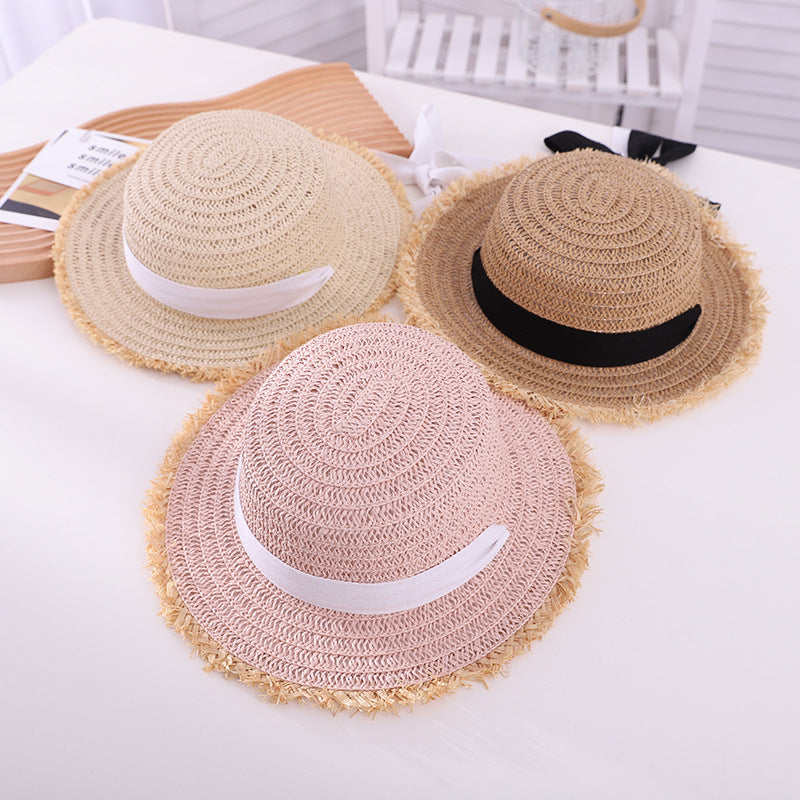 Sun-proof Sun Hollow-out Straw Hat British Flat Top