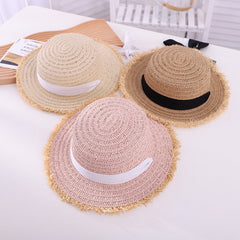 Sun-proof Sun Hollow-out Straw Hat British Flat Top