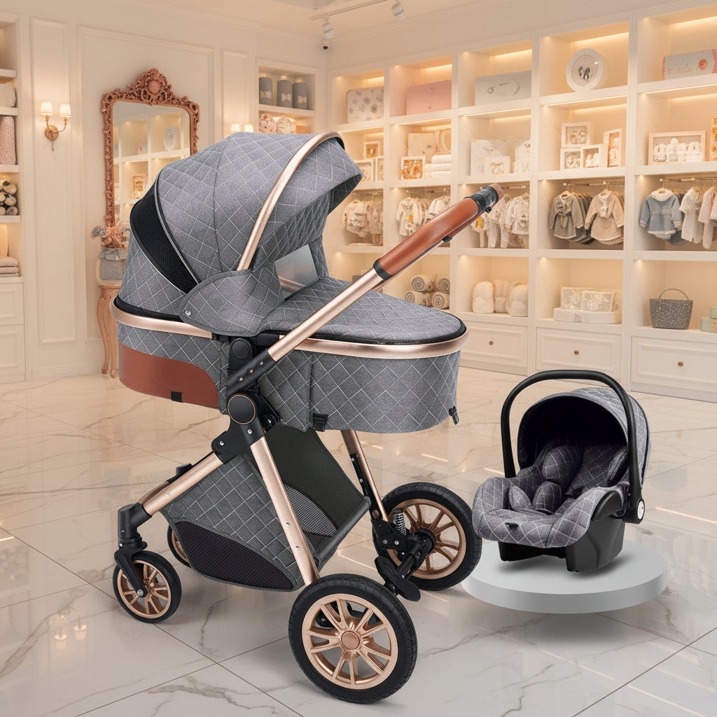 Lightweight Folding Two Way Shock Absorbing Newborn Baby Stroller