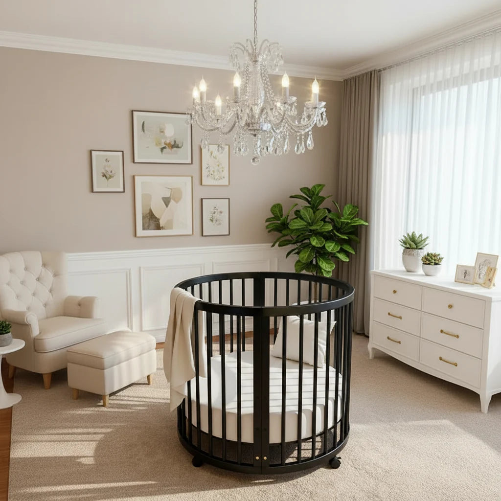 Solid Wood Oval Baby Crib Luxe Collection Exclusive