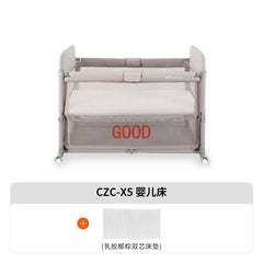Smart baby crib folding and splicing large bed, multifunctional newborn baby crib, portable, movable, and adjustable