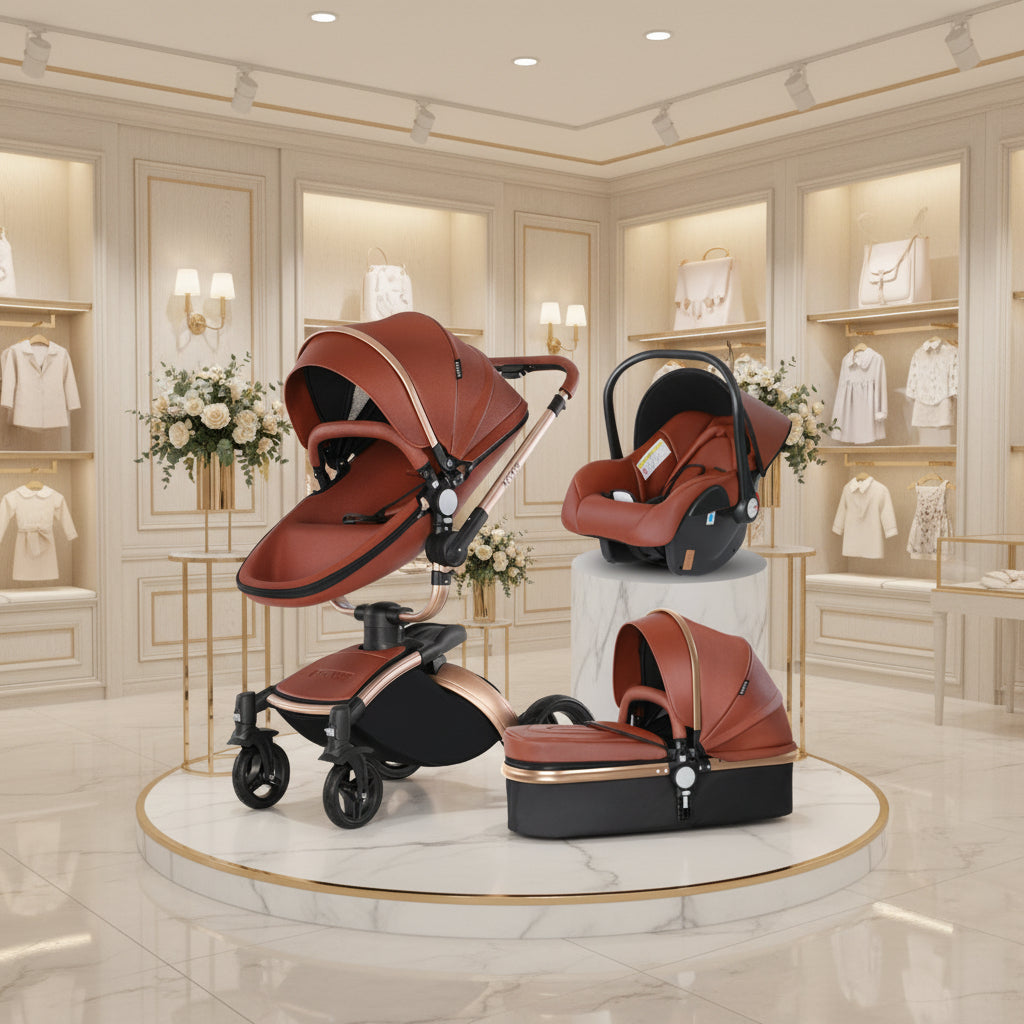 High Landscape Baby Stroller 360-degree Rotation 3-in-1 Basket Foldable