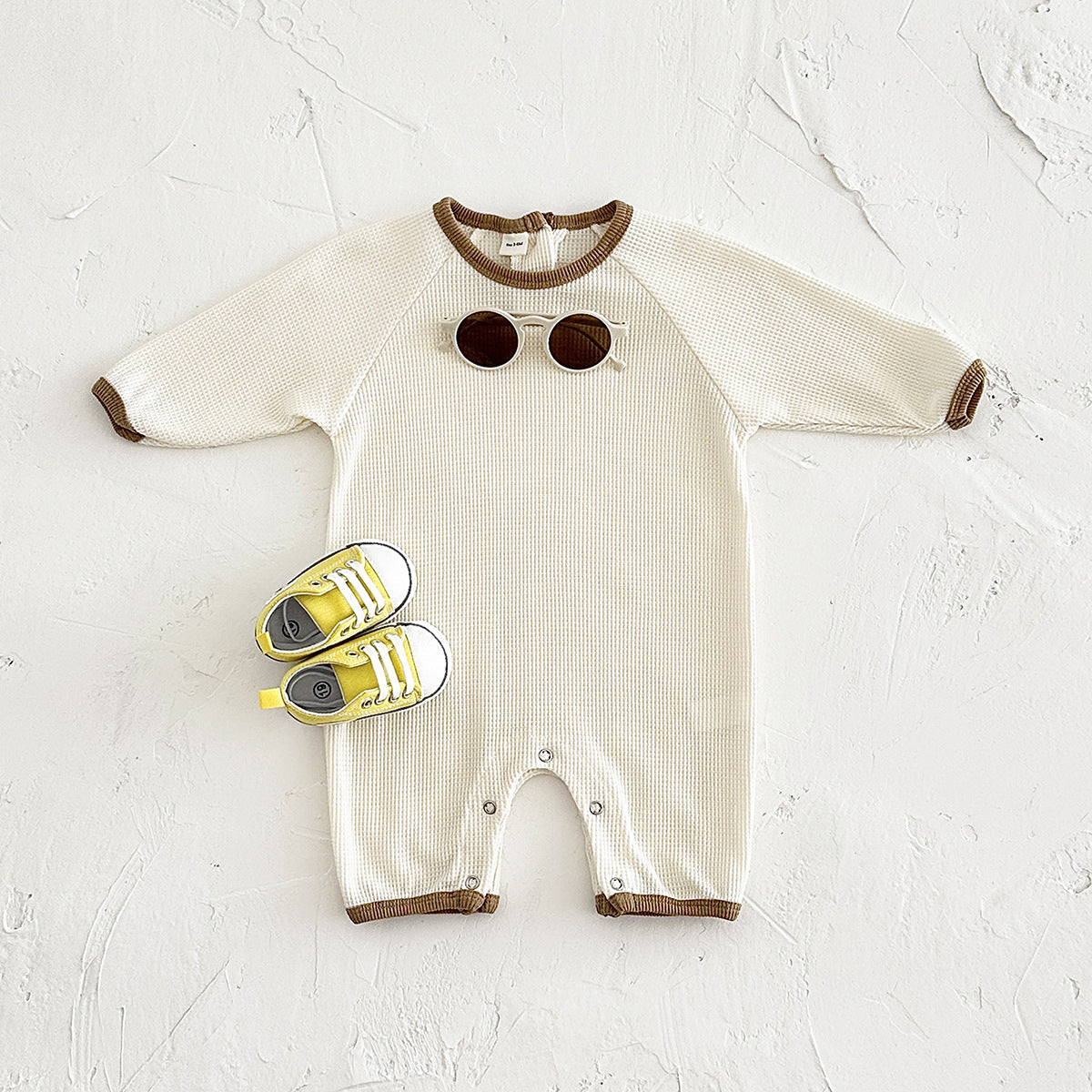 Newborn Rompers Baby Waffle Short Sleeve Rompers