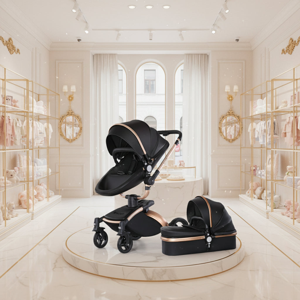 High Landscape Baby Stroller 360-degree Rotation 3-in-1 Basket Foldable