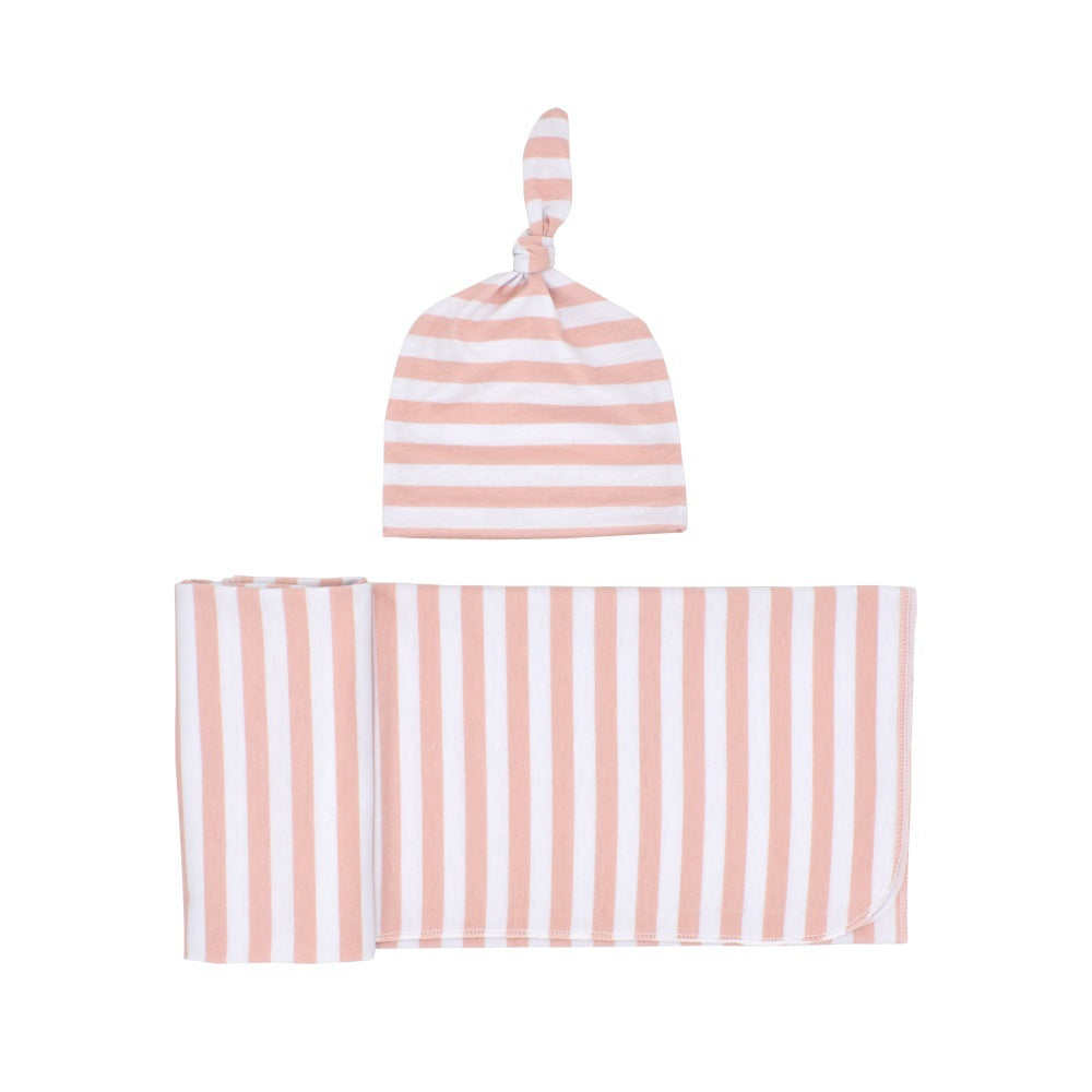 Newborn Rayon Stripe Gro-bag Beanie 2 Pieces Suit