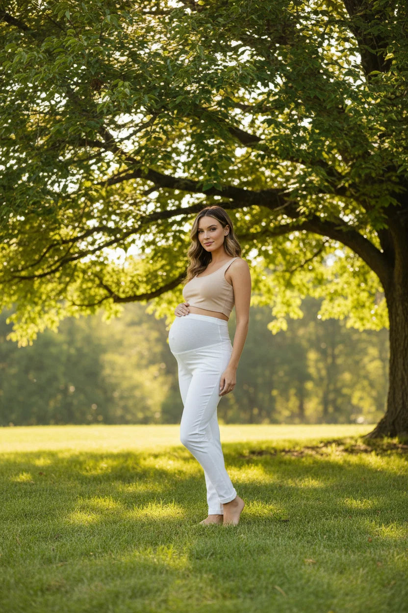 Maternity Skinny Jeans White Cotton Blend Luxe Collection