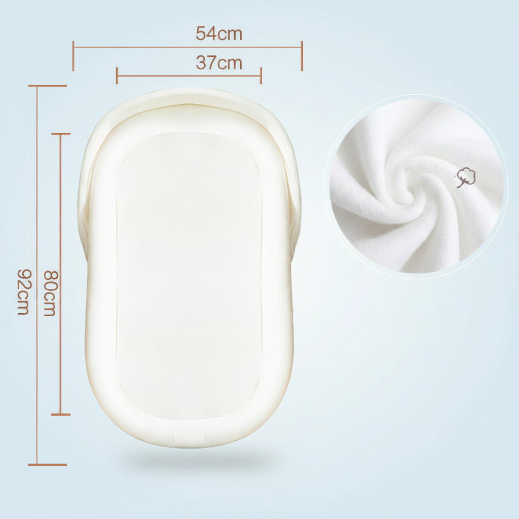 Portable Movable Folding Anti Pressure Crib White Decor Cotton Polyester Blend