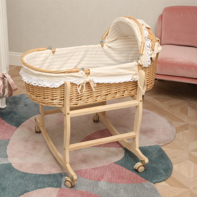 Newborn Anti-mosquito Sleeping Basket Rattan Bed Crib