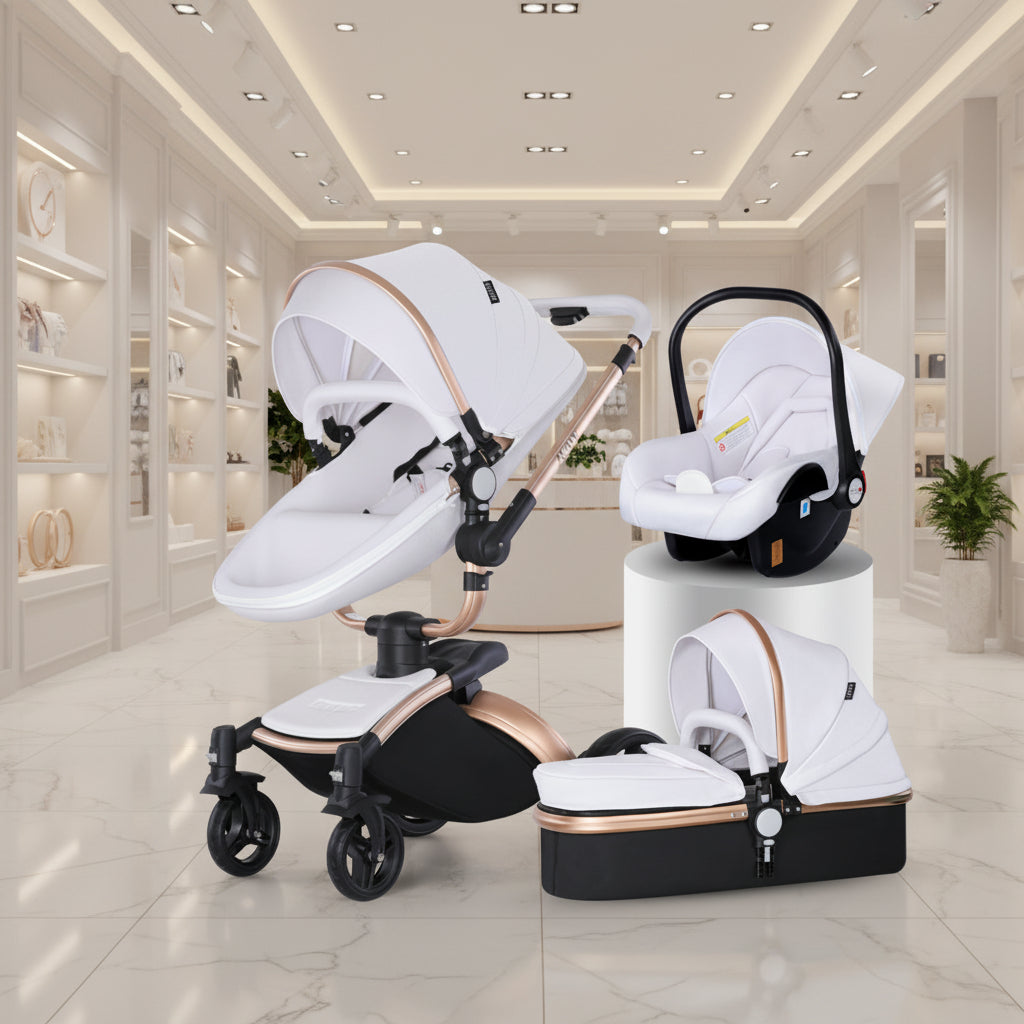 High Landscape Baby Stroller 360-degree Rotation 3-in-1 Basket Foldable