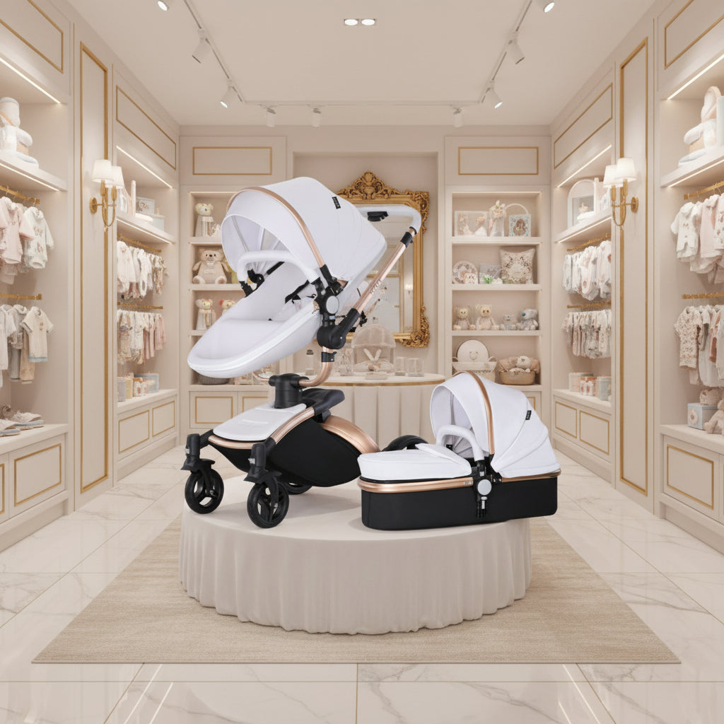 High Landscape Baby Stroller 360-degree Rotation 3-in-1 Basket Foldable