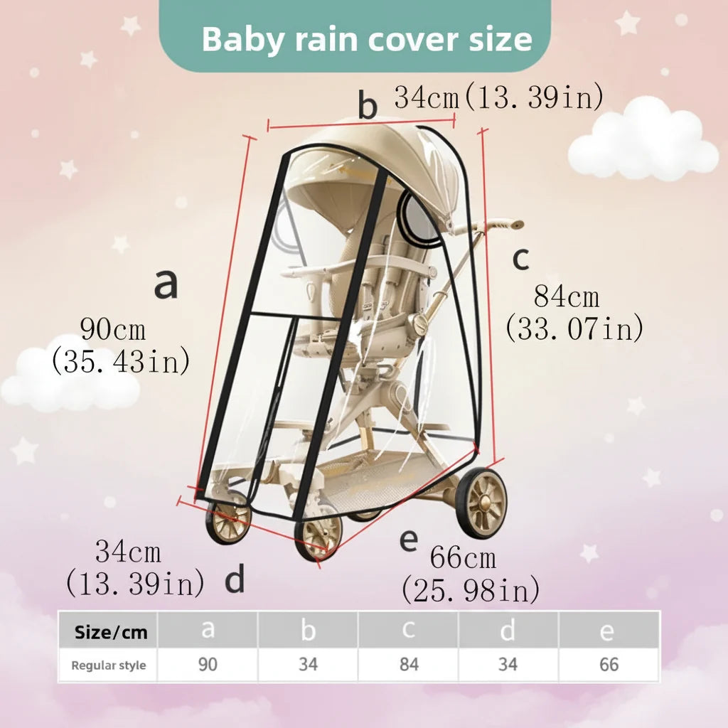 Transparent Rain Cover For Baby Strollers Prams Pushchairs Waterproof Windproof