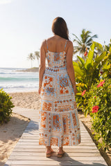 Zora Ricrac Trim Spaghetti Straps Maxi Dress