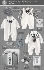 Brand Product Name - Premium Cotton Newborn Set In White Gray Stripes