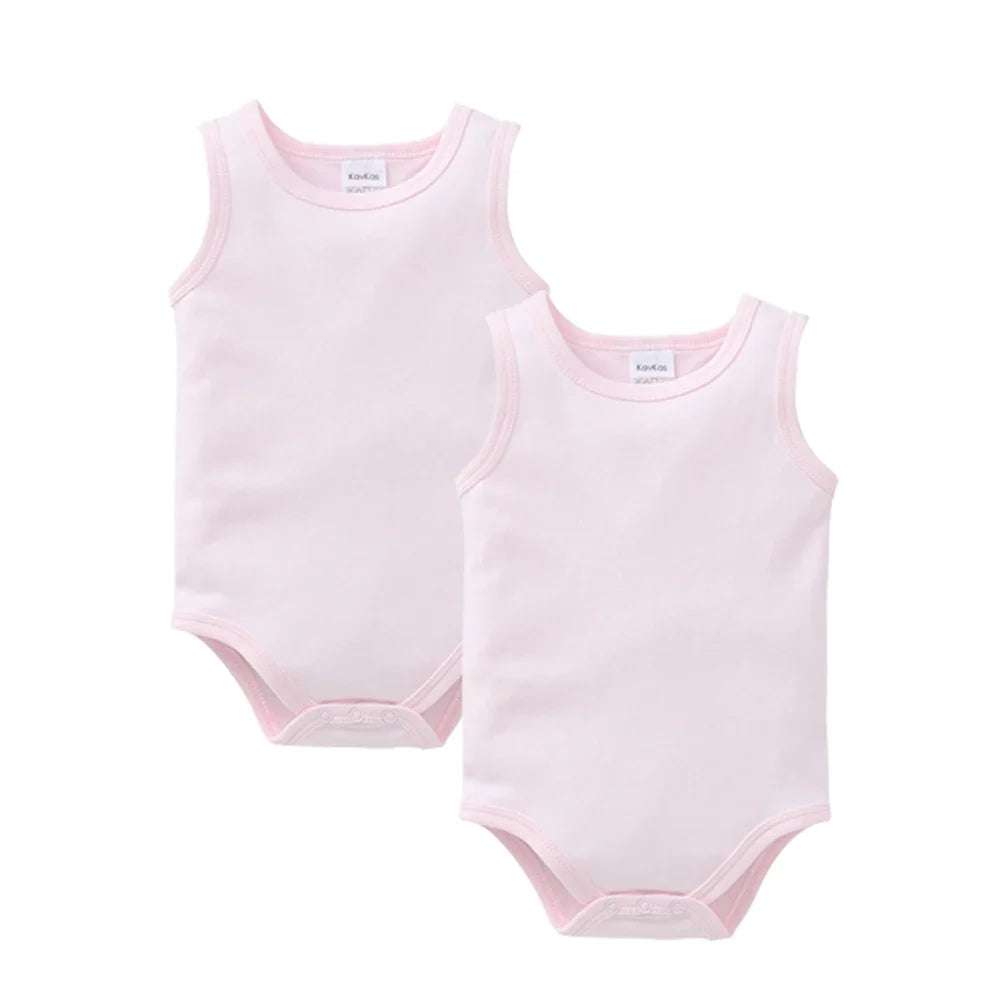 Kavkas 2 Pcs/lot Summer Baby Boy Girls Clothes Vest Design 100% Cotton Sleeveless Newborn Clothing