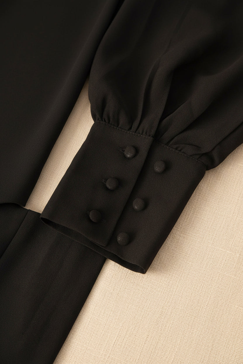 Ruffle Trim Maternity Dress-Black