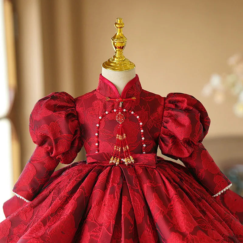 Girl's Fashion Birthday Baptism Princess Ball Gown Children's Host Piano Performance Wedding Dress y1440