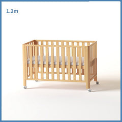 Pine Crib Solid Wood Splicing Unpainted Mobile Multifunctional Lengthened Adjustable Children's Bed